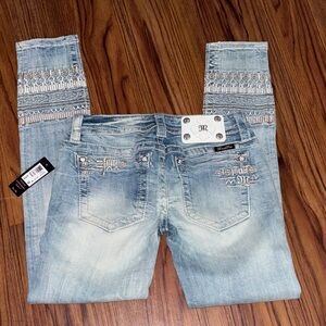 Miss Me Light Blue Embroidered Skinny Jeans NWT